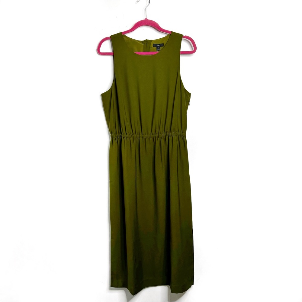 J. Crew Olive Green Button Back Midi Dress TALL